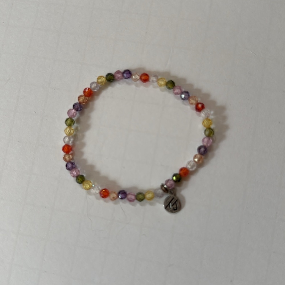 T Jazelle Bracelet Crystal Beads Small Multicolor Stretch NWOT
